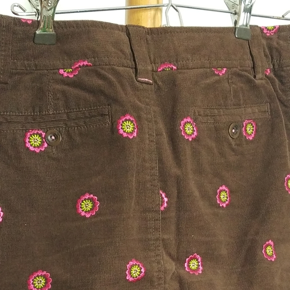 Lilly Pulitzer Embroidered Corduroy Floral Skirt Brown Pink Size 2 - Picture 4 of 5
